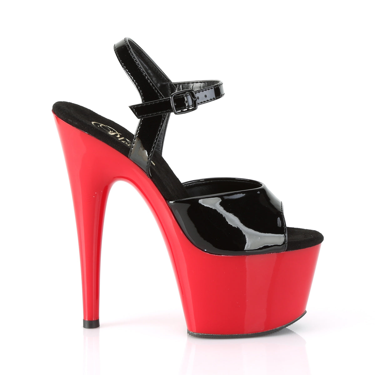 Pleaser Sandalias para mujer ADORE-709 BLK PAT / RED