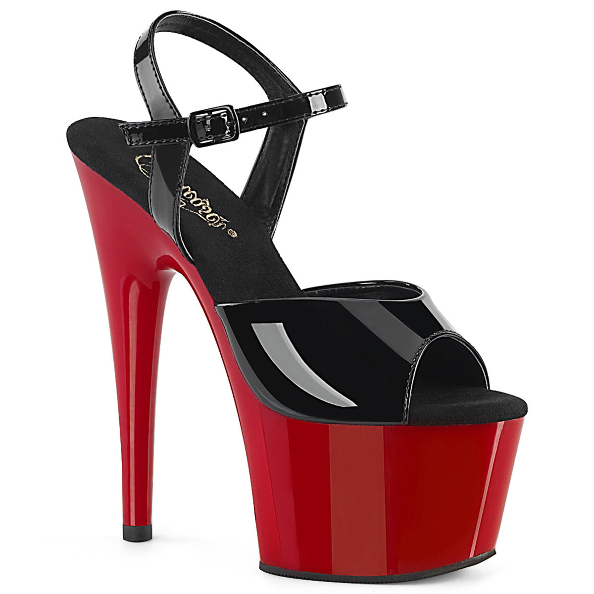 Pleaser Womens Sandals ADORE-709 Blk Pat/Red