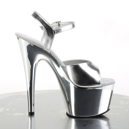 Pleaser Sandalias para mujer ADORE-709 SLV se reunió. PU / SLV Chrome
