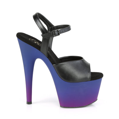 Pleaser Womens Sandals ADORE-709BP Blk Faux Leather/Blue-Purple Ombre