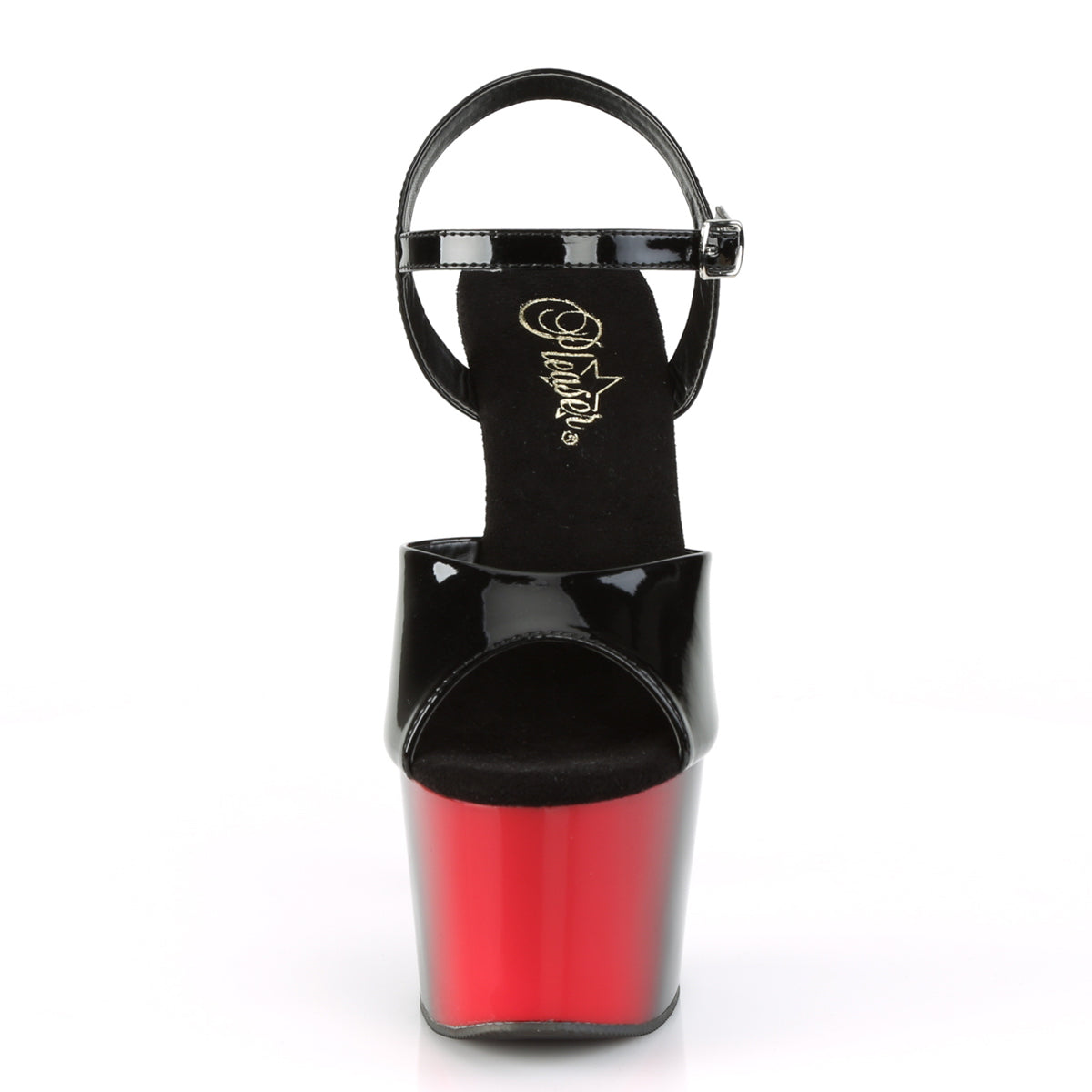 Pleaser Sandalias para mujer ADORE-709BR BLK PAT / RED-BLK