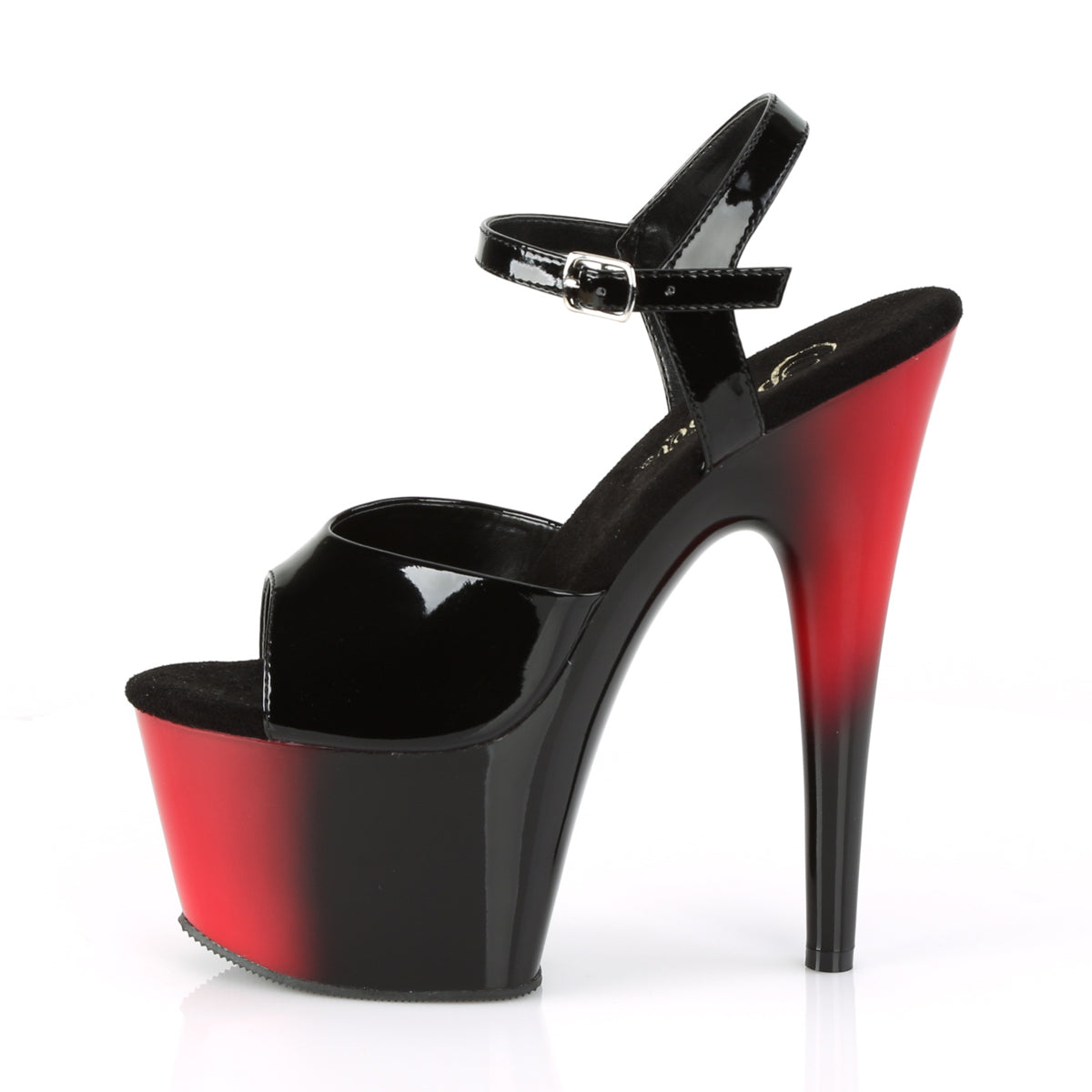 Pleaser Sandalias para mujer ADORE-709BR BLK PAT / RED-BLK