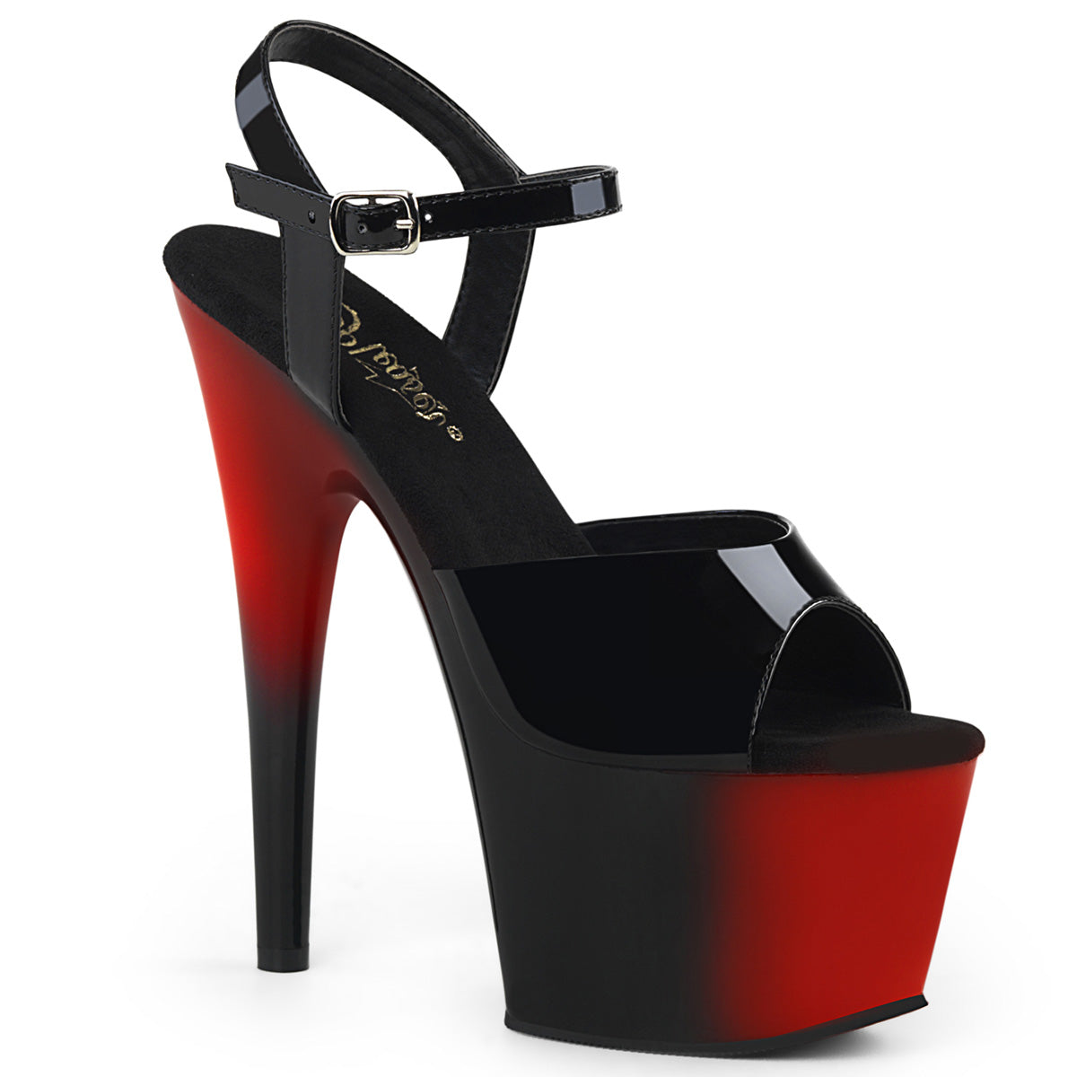Pleaser Sandalias para mujer ADORE-709BR BLK PAT / RED-BLK