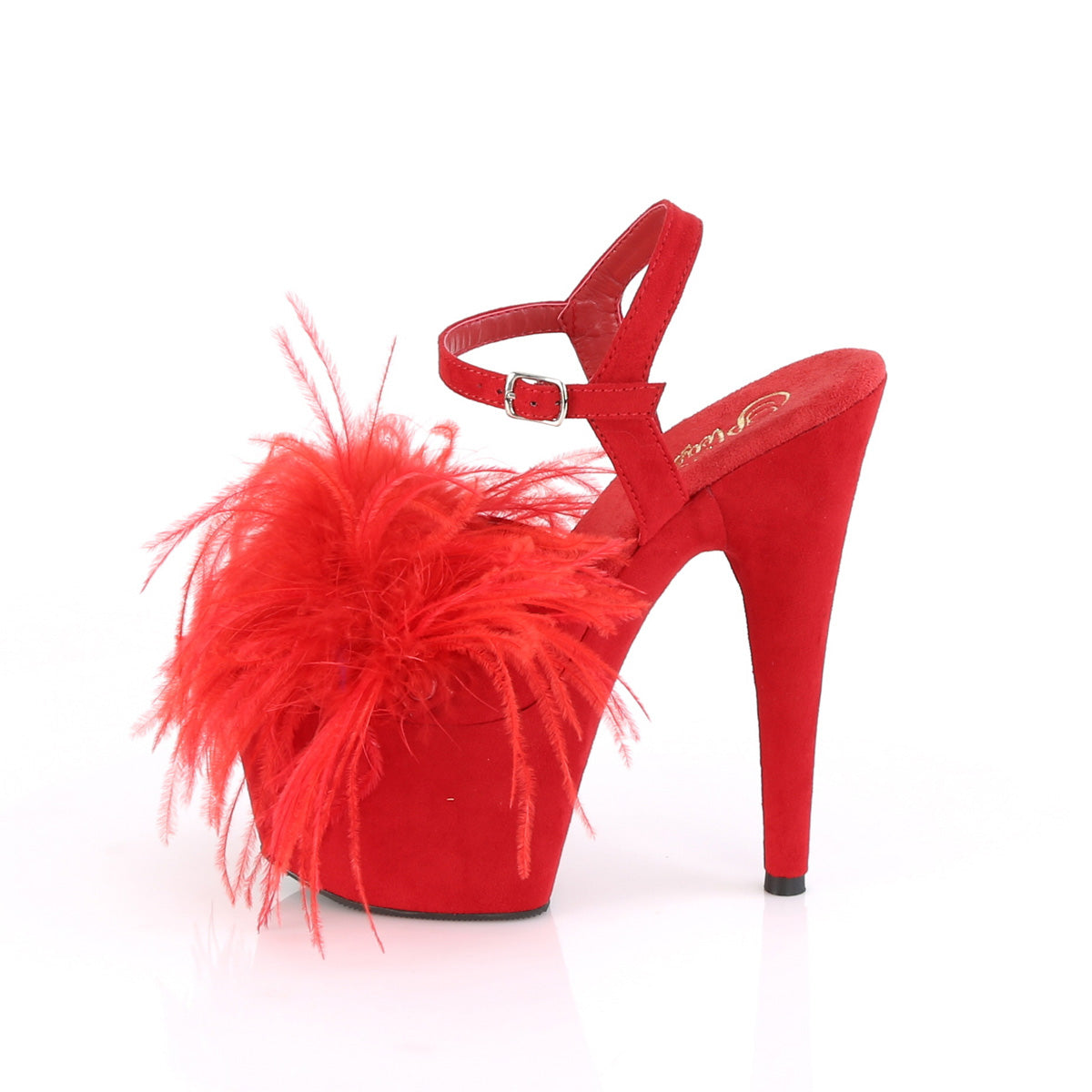 Pleaser Sandalias para mujer ADORE-709F Red Faux Suede-Feather / Red Faux Suede