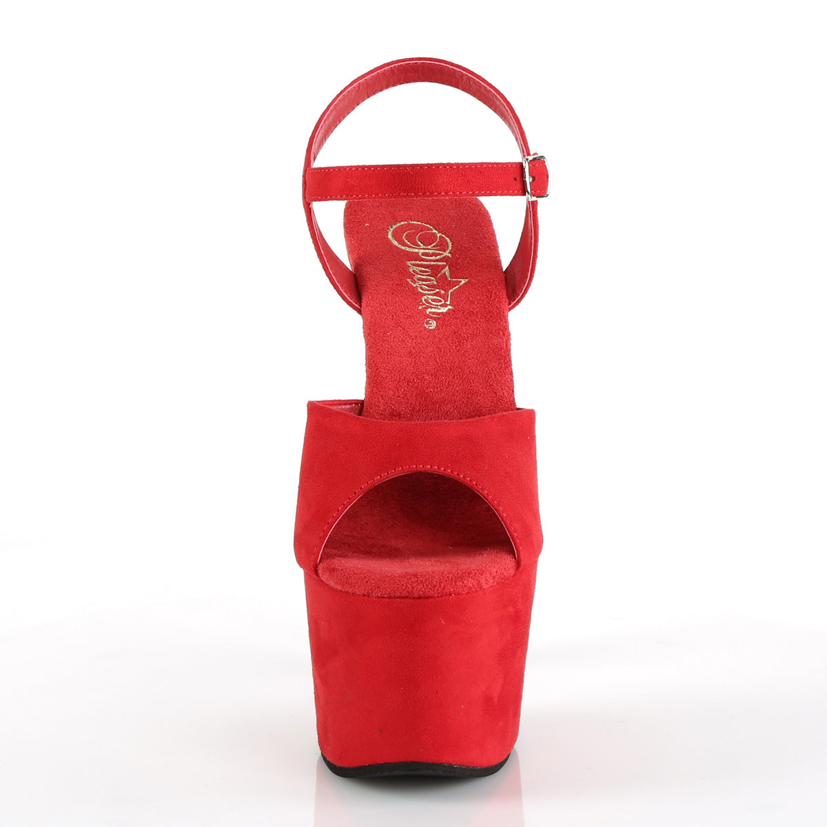 Pleaser Womens Sandals ADORE-709FS Red Faux Suede/Red Faux Suede