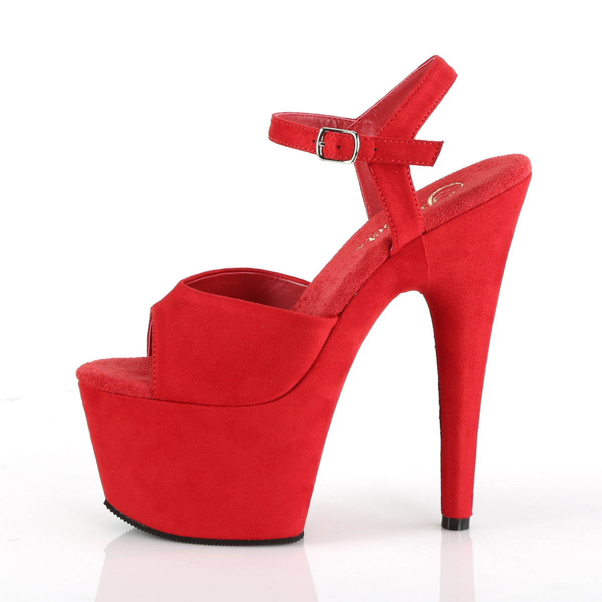 Pleaser Womens Sandals ADORE-709FS Red Faux Suede/Red Faux Suede