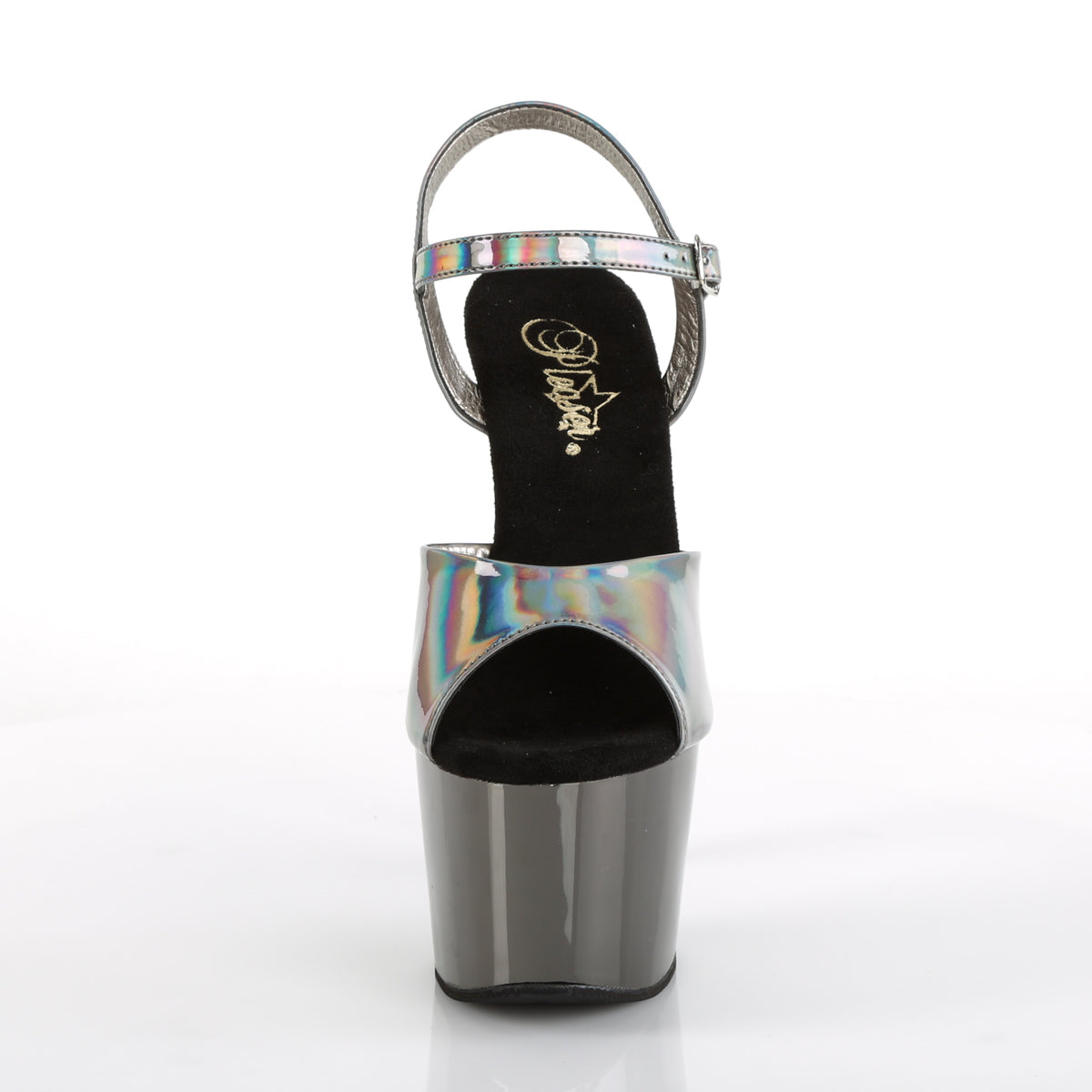 Pleaser Womens Sandals ADORE-709HGCH Pewter Hologram/Pewter Chrome