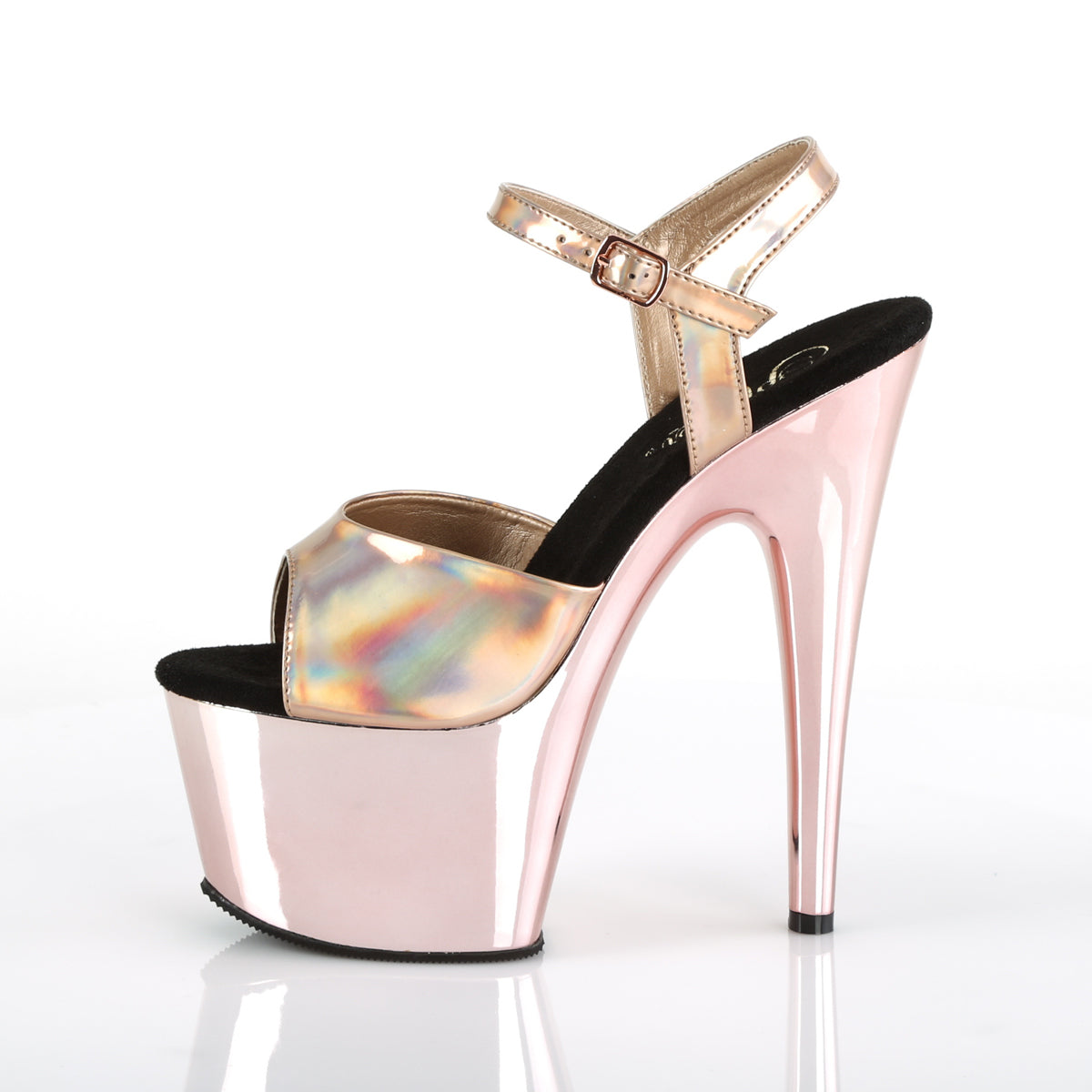 Pleaser Sandalias para mujer ADORE-709HGCH Holograma de oro rosa / Chrome de oro rosa