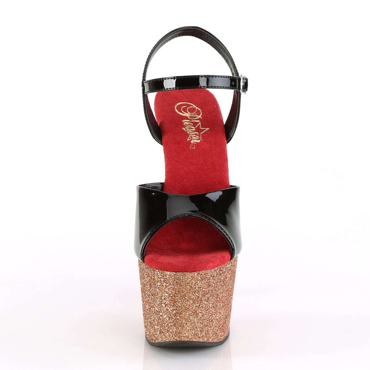 Pleaser Sandalias para mujer ADORE-709ombre Blk / Rose Gold-Red Ombre