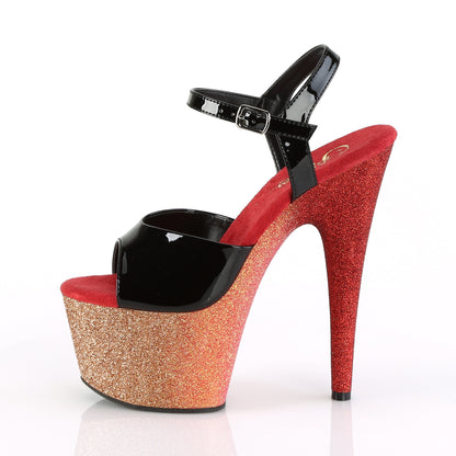 Pleaser Sandalias para mujer ADORE-709ombre Blk / Rose Gold-Red Ombre