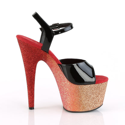 Pleaser Sandalias para mujer ADORE-709ombre Blk / Rose Gold-Red Ombre