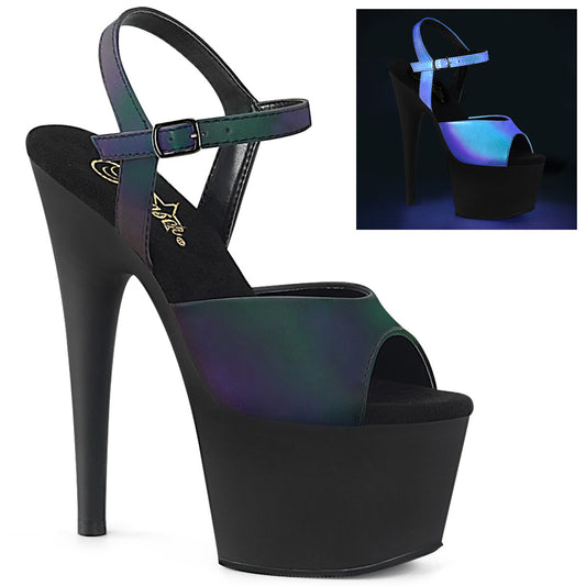 Pleaser Sandalias para mujer ADORE-709REFL GREEN MULTI reflectante / BLK MATE