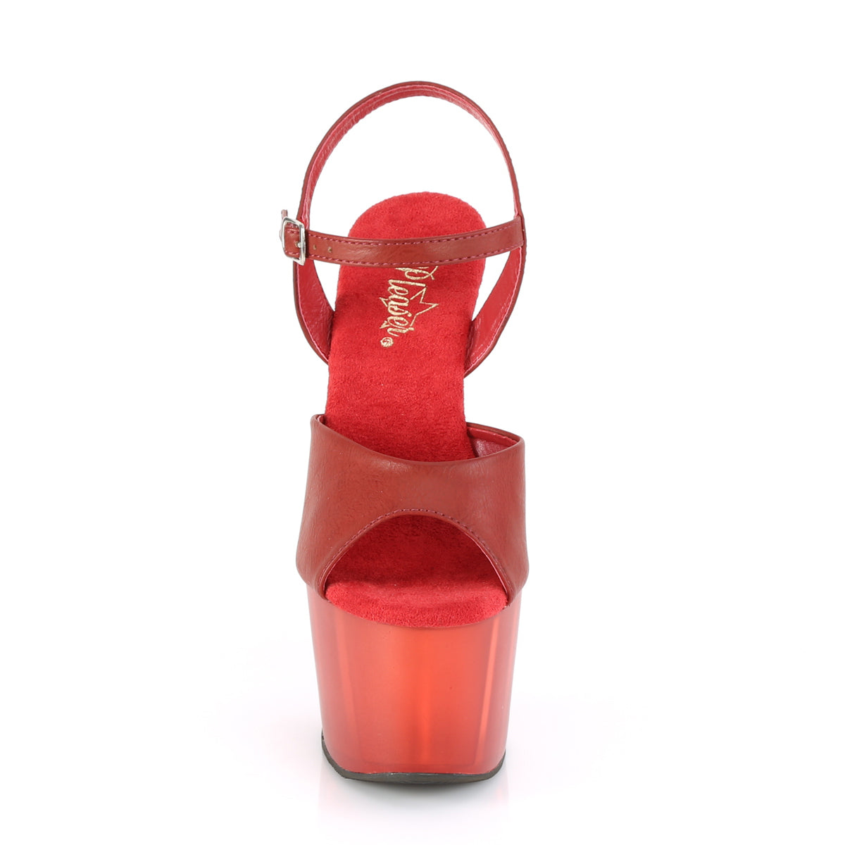 Pleaser Sandalias para mujer ADORE-709T Red Faux Cuero / Rojo Frosted