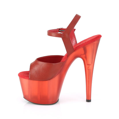 Pleaser Sandalias para mujer ADORE-709T Red Faux Cuero / Rojo Frosted