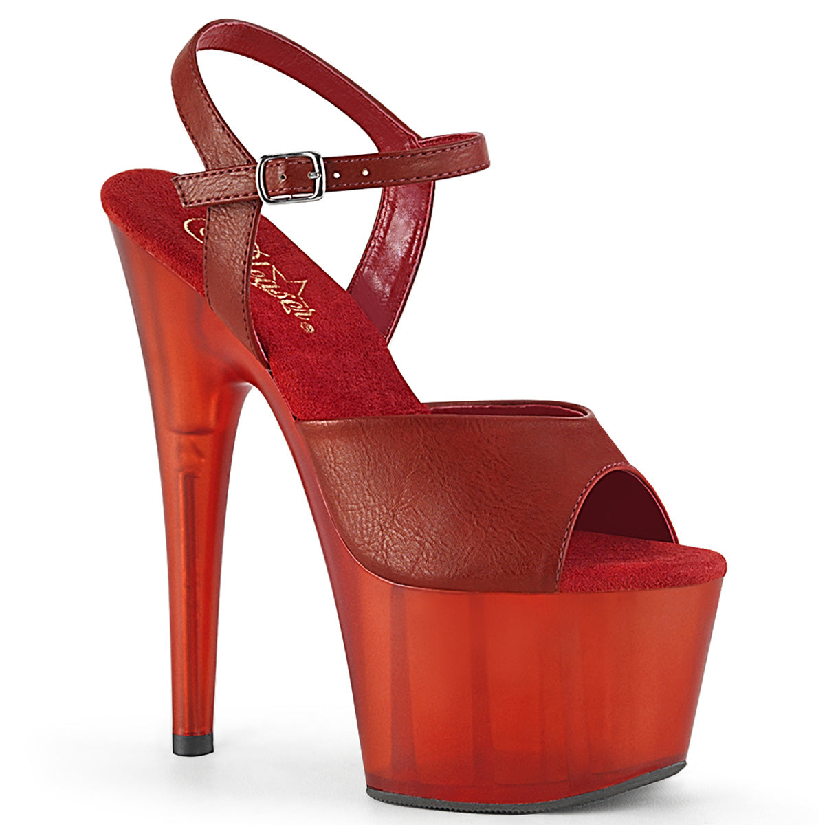 Pleaser Sandalias para mujer ADORE-709T Red Faux Cuero / Rojo Frosted