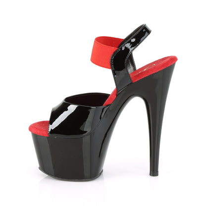 Pleaser Womens  ADORE-714 Blk Pat-Red Elastic Band/Blk