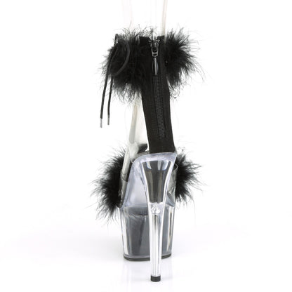 Pleaser Womens Sandals ADORE-724F Clr-Blk Fur/Blk Fur