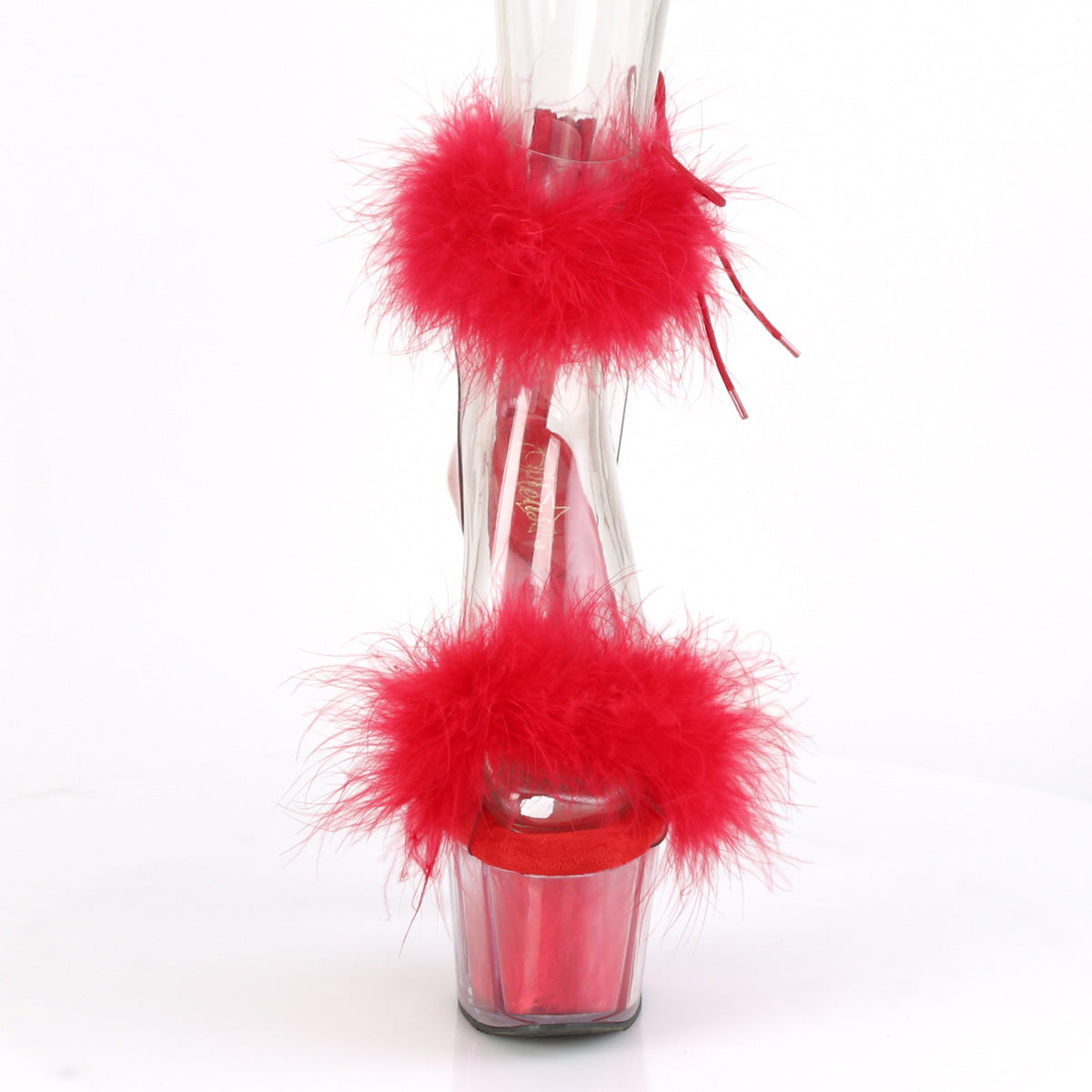 Pleaser Womens Sandals ADORE-724F Clr-Red Fur/Red Fur
