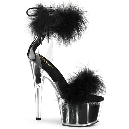 Pleaser Womens Sandals ADORE-724F Clr-Blk Fur/Blk Fur