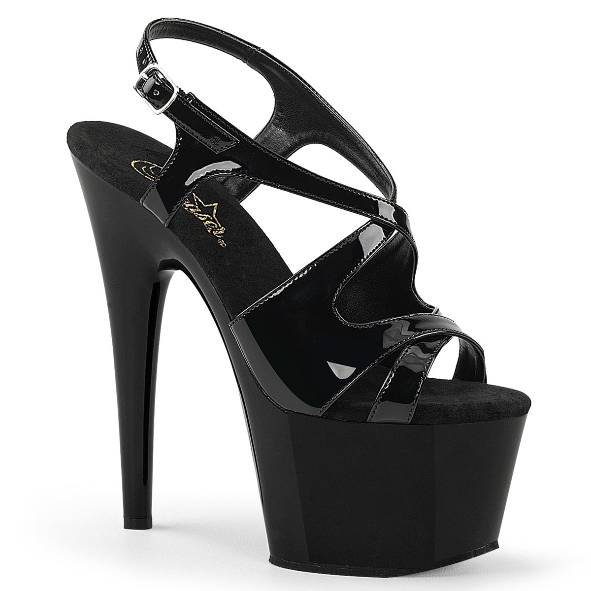 Pleaser Sandalias para mujer ADORE-730 BLK PAT / BLK