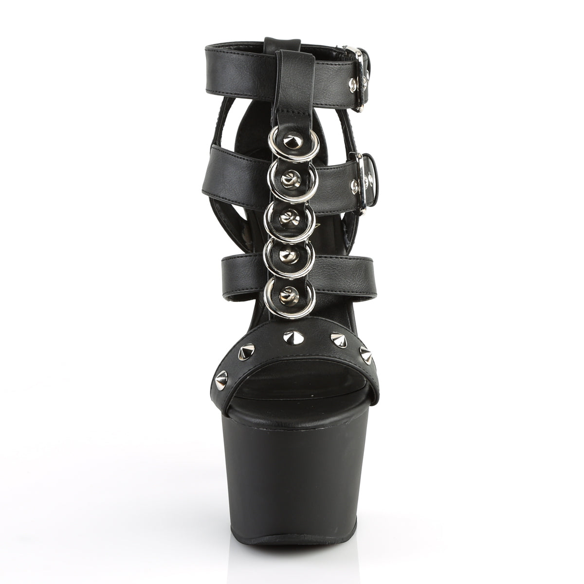 Pleaser Sandalias para mujer ADORE-758 Blk Faux Cuero / Blk Mate