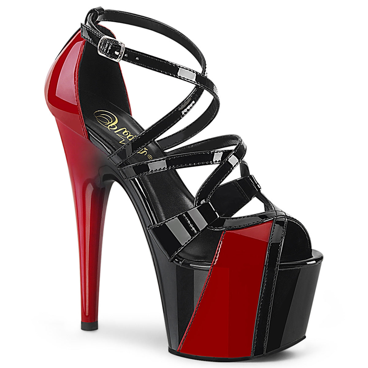 Pleaser Sandalias para mujer ADORE-764 BLK-RED PAT / BLK-ROJO