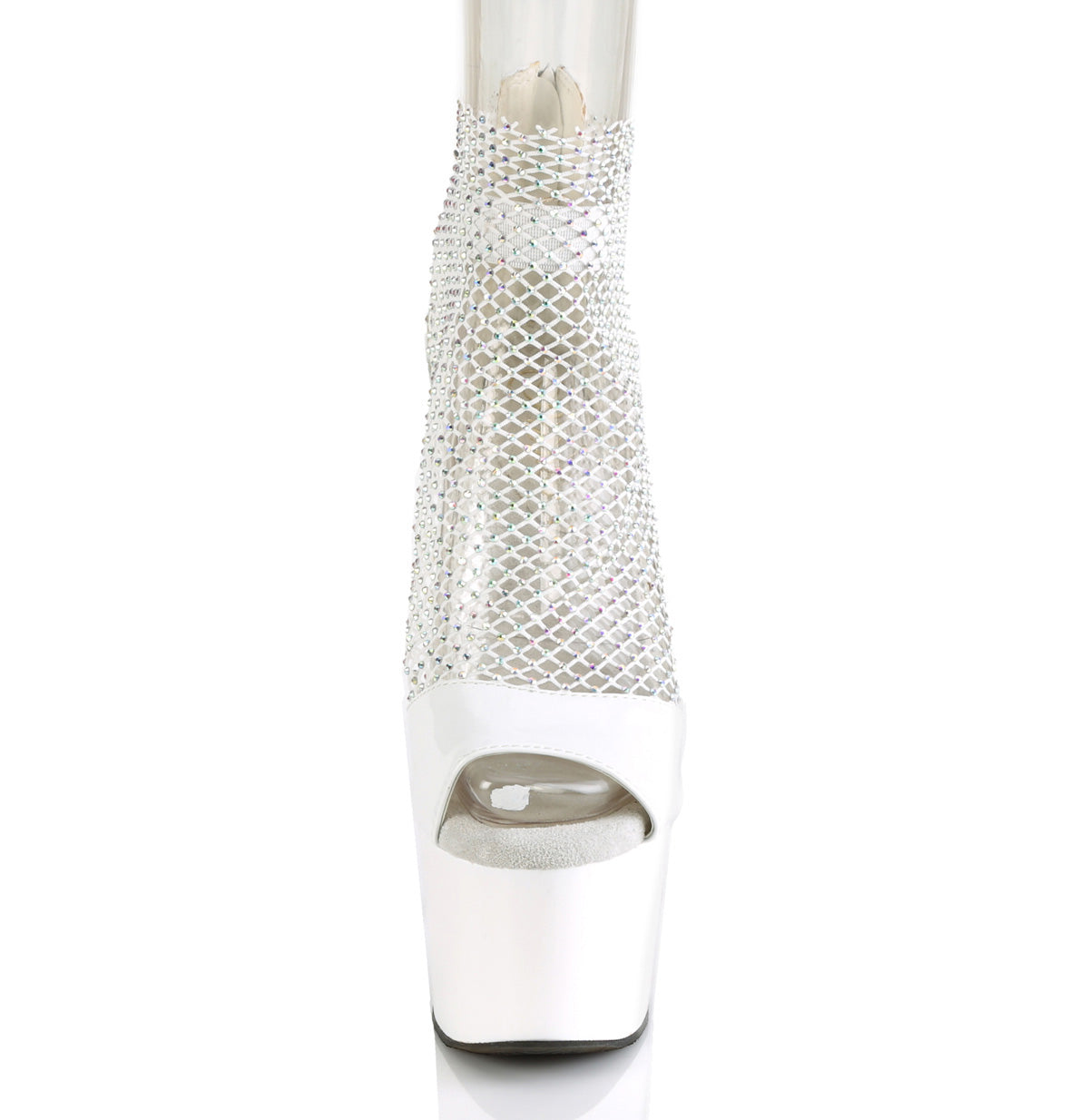 Pleaser Womens Sandals ADORE-765RM Wht Pat-RS Mesh/Wht