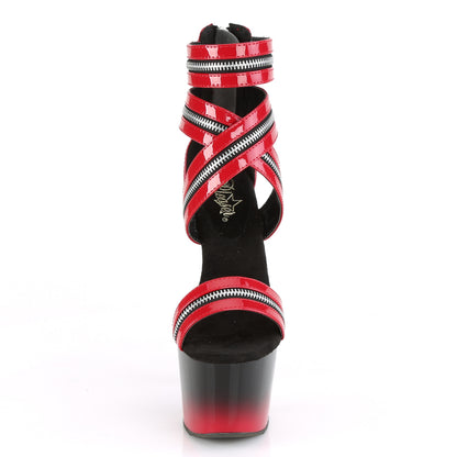 Pleaser Womens Sandals ADORE-766 Red Pat/Blk-Red