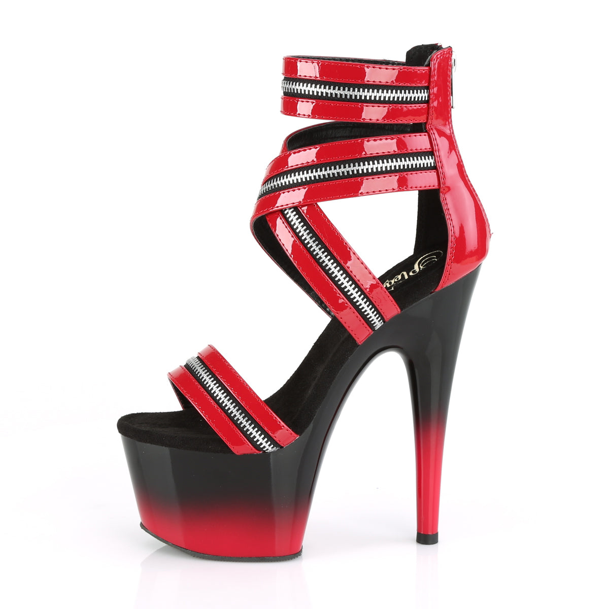 Pleaser Sandalias para mujer ADORE-766 Red Pat / Blk-Red