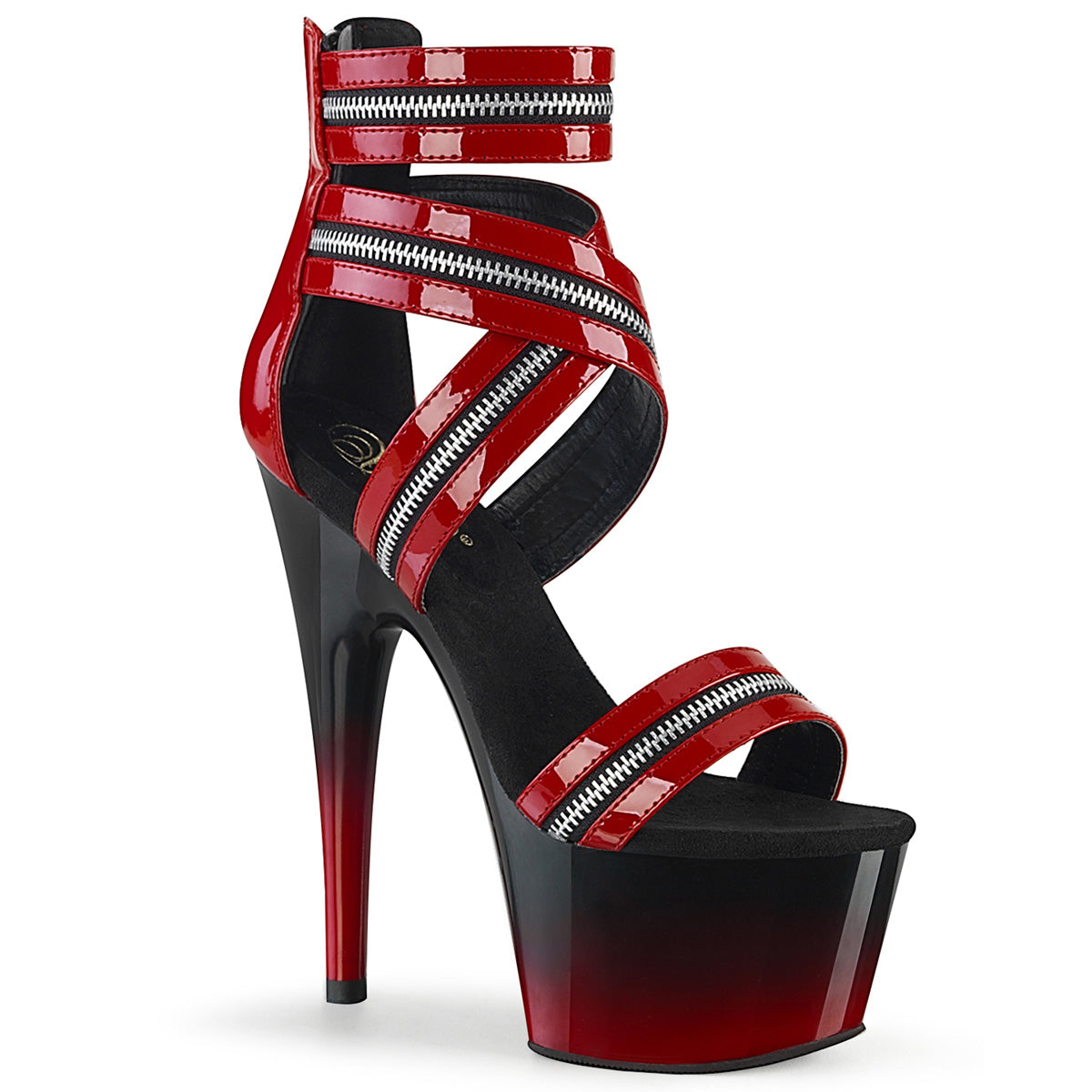 Pleaser Sandalias para mujer ADORE-766 Red Pat / Blk-Red