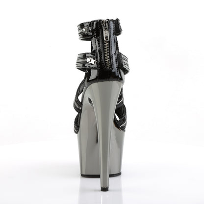 Pleaser Sandalias para mujer ADORE-767 BLK / PEWTER CROMO