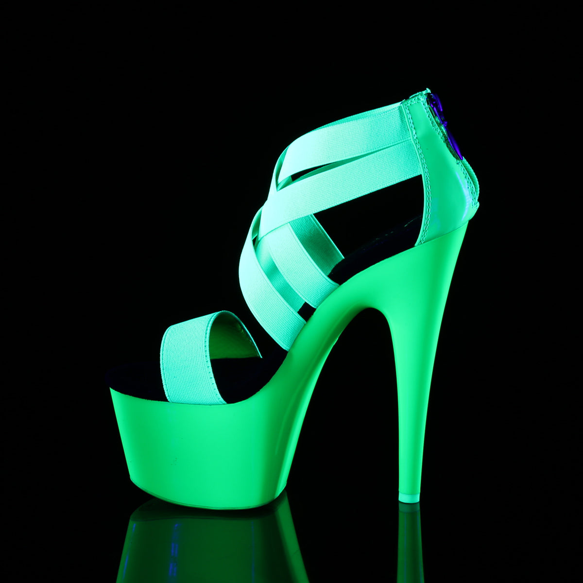Pleaser Sandalias para mujer ADORE-769UV Neon Green Banda Elástica-Patente / Neon Green