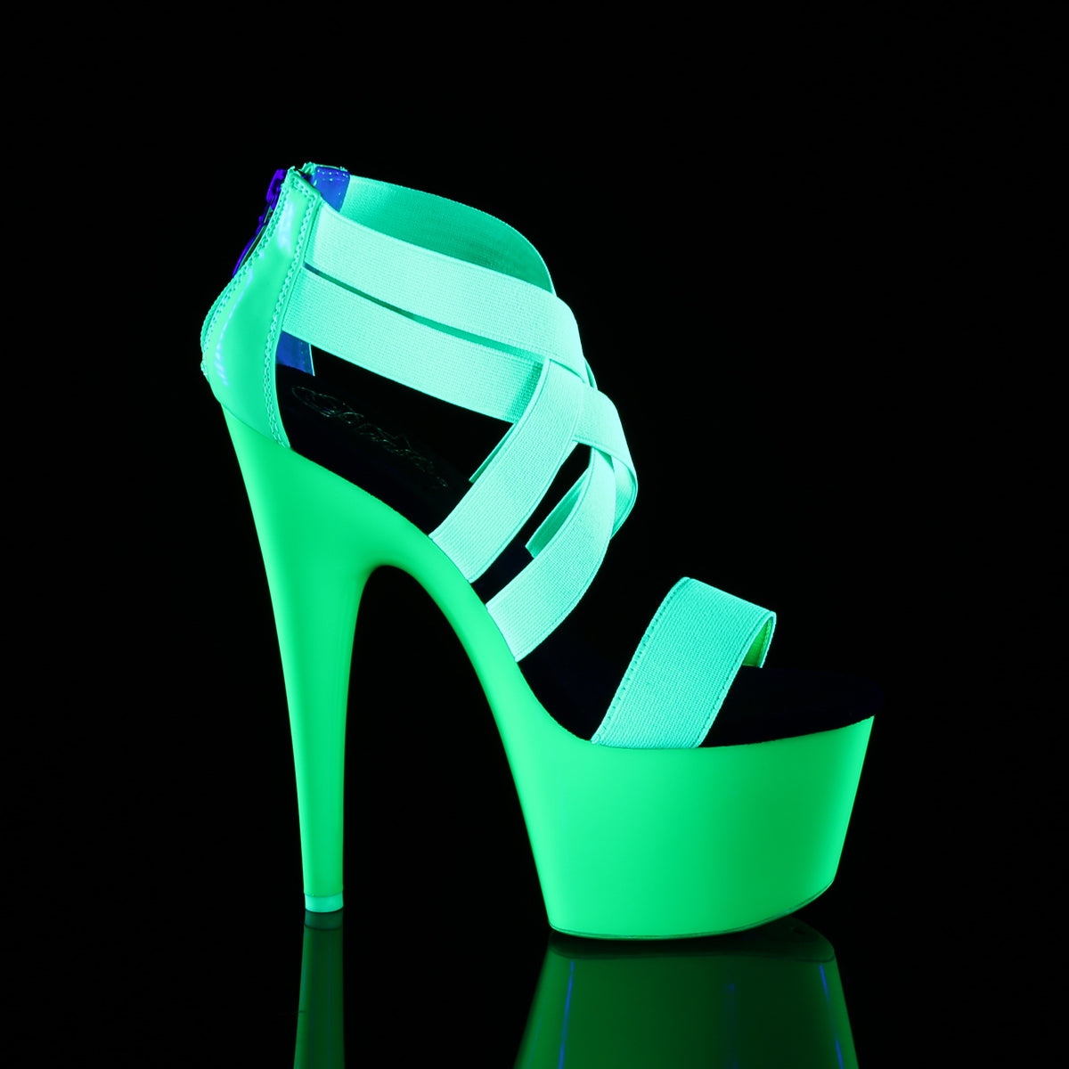 Pleaser Sandalias para mujer ADORE-769UV Neon Green Banda Elástica-Patente / Neon Green