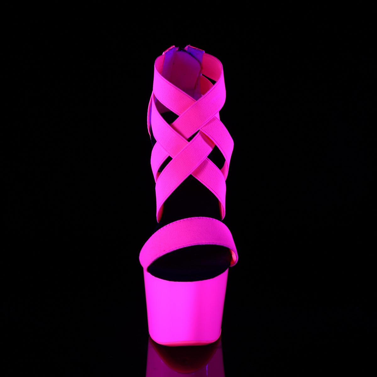 Pleaser Sandalias para mujer ADORE-769UV Neon H. Pink Elastic Band-Pat / Neon H. Pink