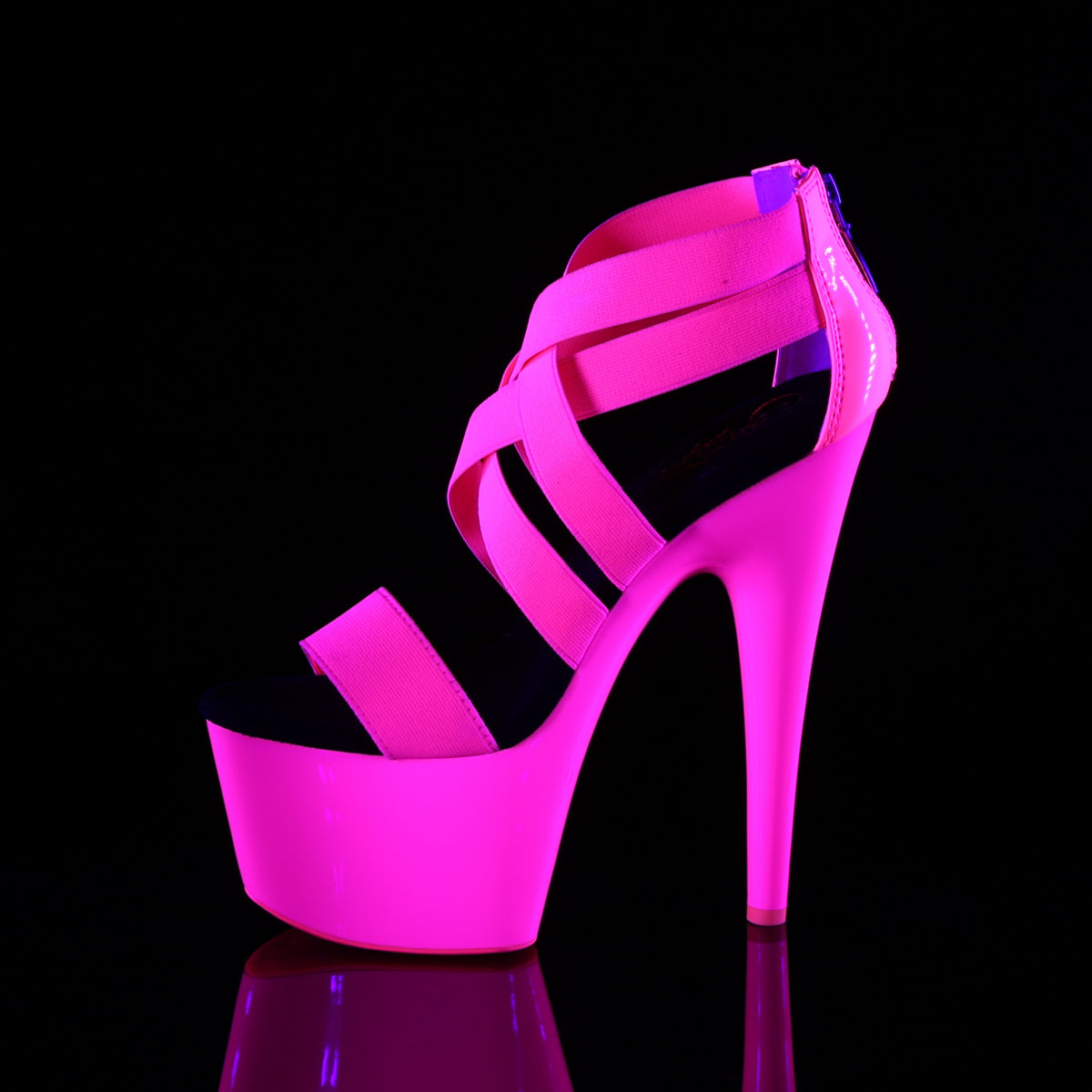 Pleaser Sandalias para mujer ADORE-769UV Neon H. Pink Elastic Band-Pat / Neon H. Pink