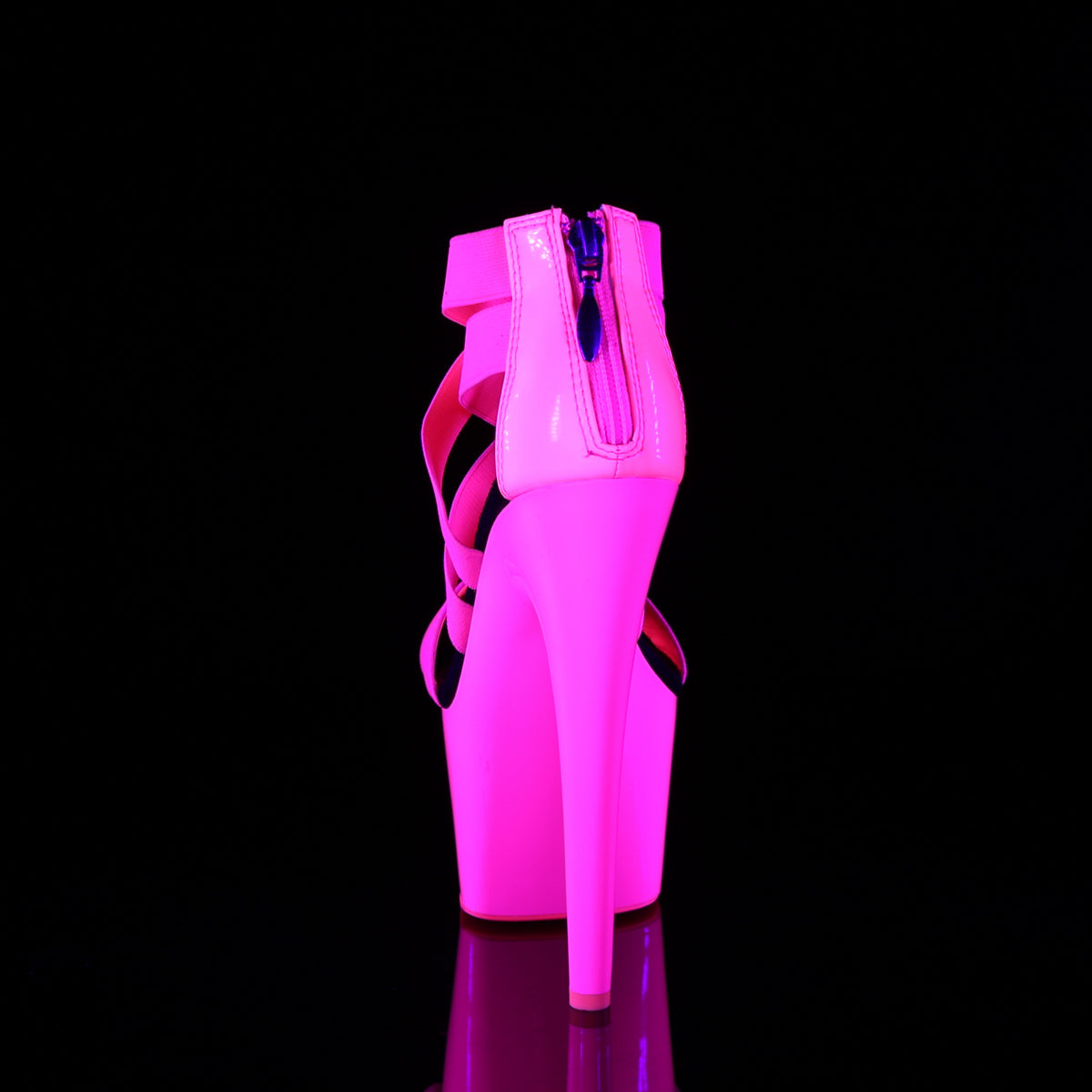 Pleaser Sandalias para mujer ADORE-769UV Neon H. Pink Elastic Band-Pat / Neon H. Pink