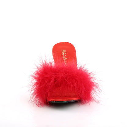 Fabulicious Sandalias para mujer AMOUR-03 pelaje de PU rojo