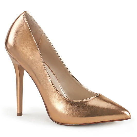 Pleaser Sandalias para mujer AMUSE-20 PU metálica de oro rosa
