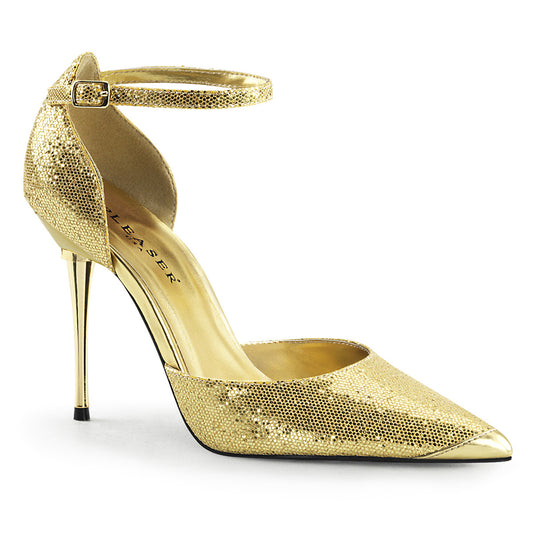 Pleaser Bombas para mujer APPEAL-21 Gltr tejido de oro