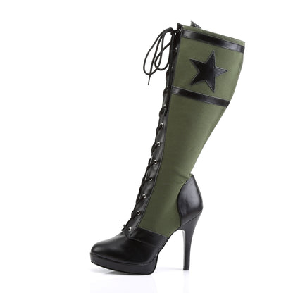 Funtasma Botas de mujer ARENA-2022 Blk PU-Ejército Verde Lienzo