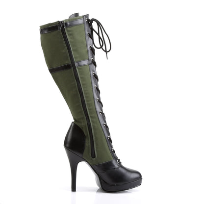 Funtasma Botas de mujer ARENA-2022 Blk PU-Ejército Verde Lienzo