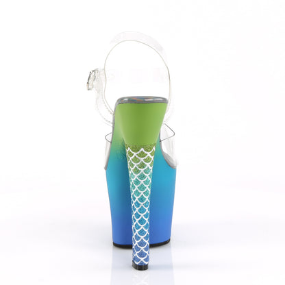 Pleaser Sandalias Womens ARIEL-708OMBRE Clr/Verde-Ombre azul