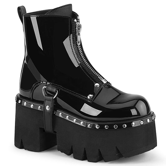 DemoniaCult Botas de tobillo para mujeres ASHES-100 BLK Pat-Vegan Leather