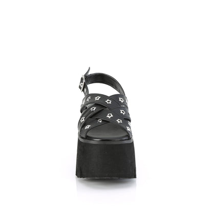 DemoniaCult  Sandalias ASHES-12 BLK de cuero vegano