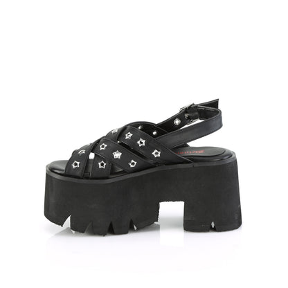 DemoniaCult  Sandalias ASHES-12 BLK de cuero vegano