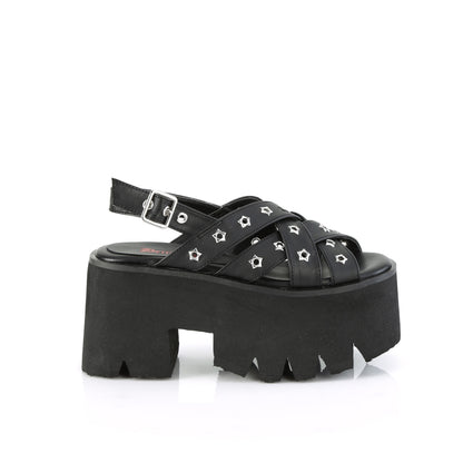 DemoniaCult  Sandalias ASHES-12 BLK de cuero vegano