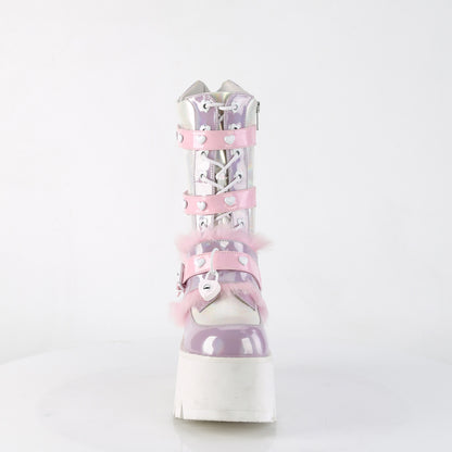 DemoniaCult Women's Mid-Calf & Knee High Boots ASHES-120 B.Pink-Lavender Holographic Pat