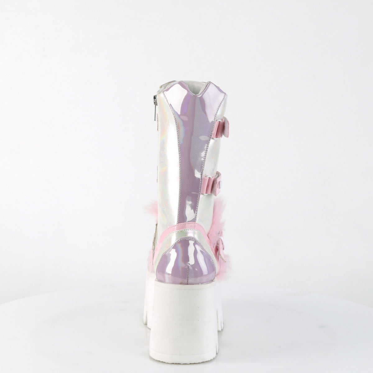 DemoniaCult Women's Mid-Calf & Knee High Boots ASHES-120 B.Pink-Lavender Holographic Pat