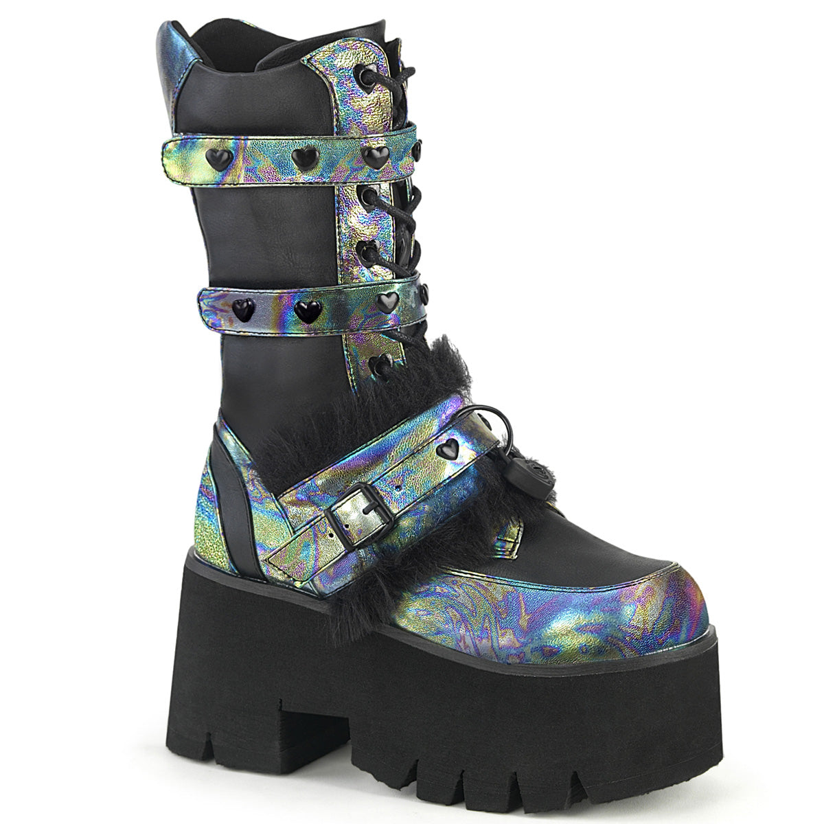 DemoniaCult  Botas ASHES-120 BLK Vegan Le Green Multi Oil Multi