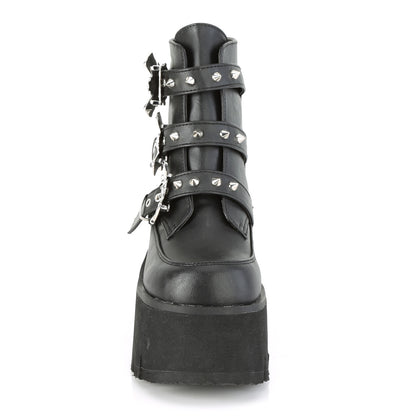 DemoniaCult Botas de tobillo para mujeres ASHES-55 BLK de cuero vegano